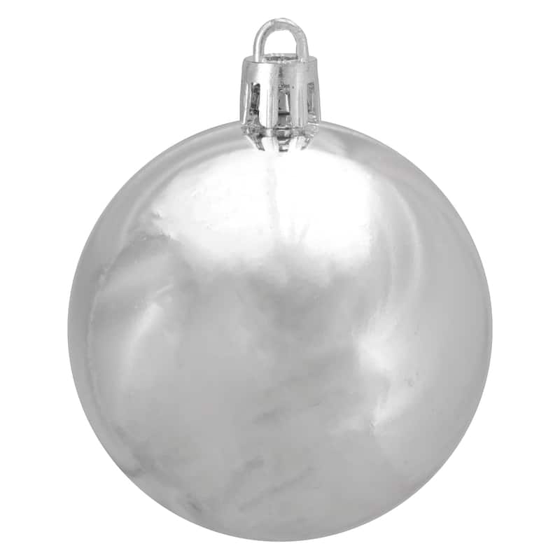 60ct Silver Shatterproof Christmas Ball Ornaments 2.5" (60mm).