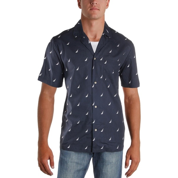 Shop Nautica Sleepwear Mens Sleep Shirt Cotton Woven Overstock 25448406