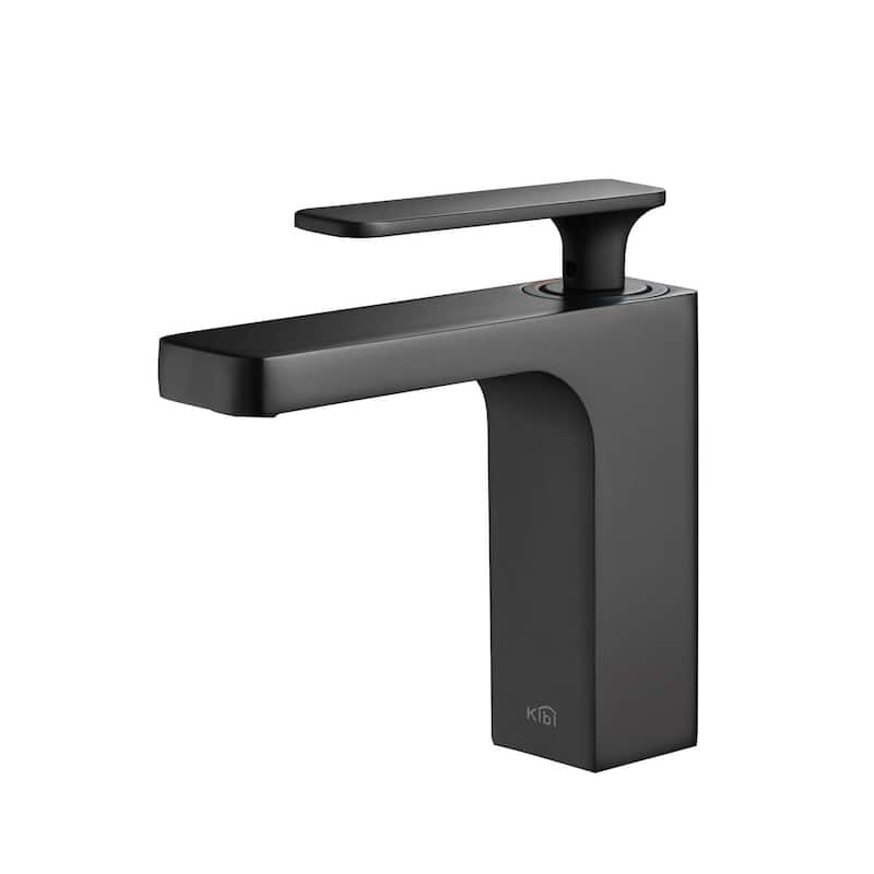 Lead Free Solid Brass Single Handle Bathroom Vanity Sink Faucet with Water Hose - Matte Black