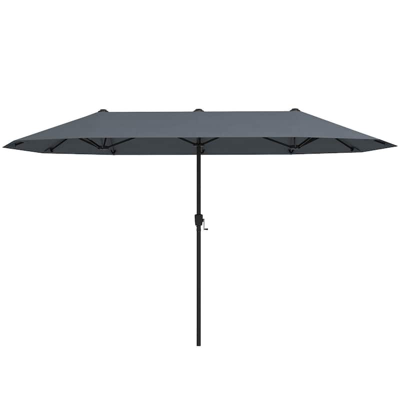 13 FT Double-Sided Patio Umbrella Twin Size Umbrella w/Crank Handle - Grey