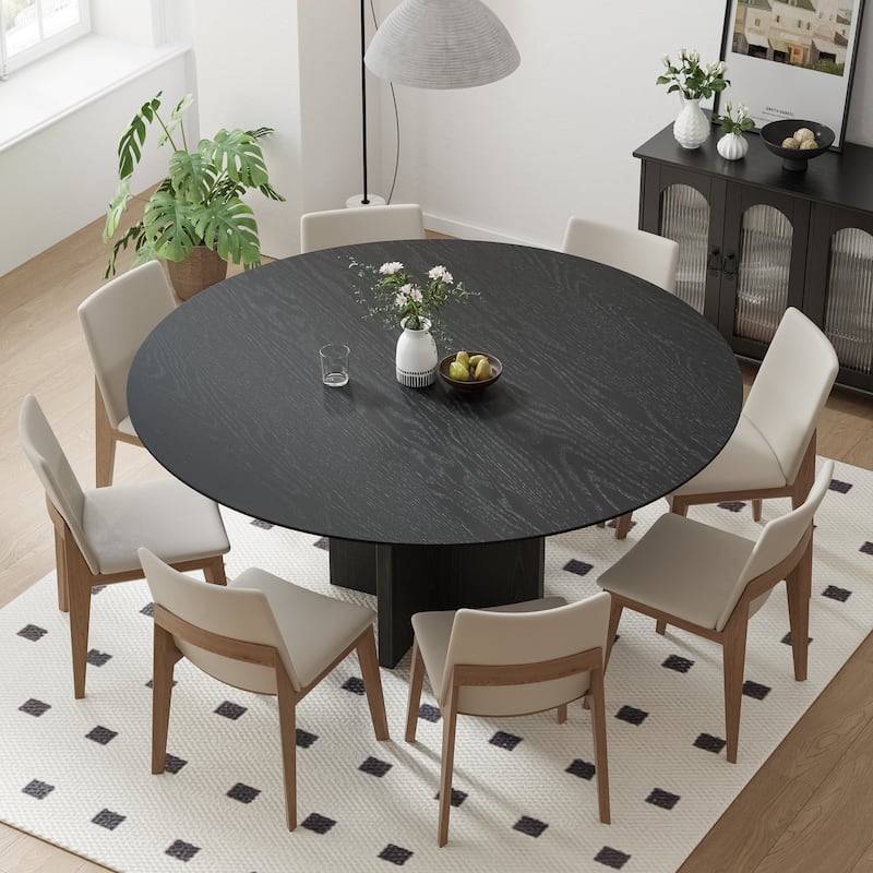 Solid Wood Round Dining Table for 4-8 People Nordic style - 59*30 - Black