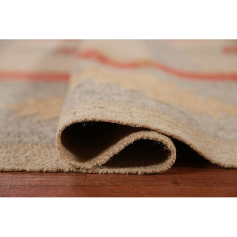 Hand Woven Oriental 100% Jute Carpet Southwestern Modern Beige & Ivories Kilim Area Rug - 10' 0'' X 8' 5''