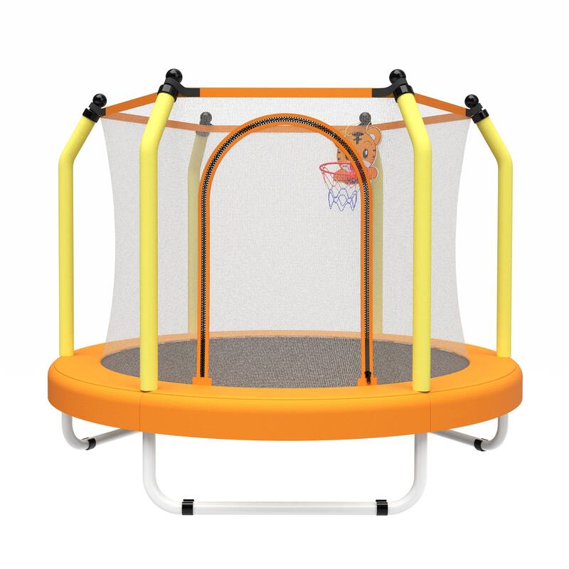 55'' Kids Indoor & Outdoor Trampoline with Basketball Hoop
