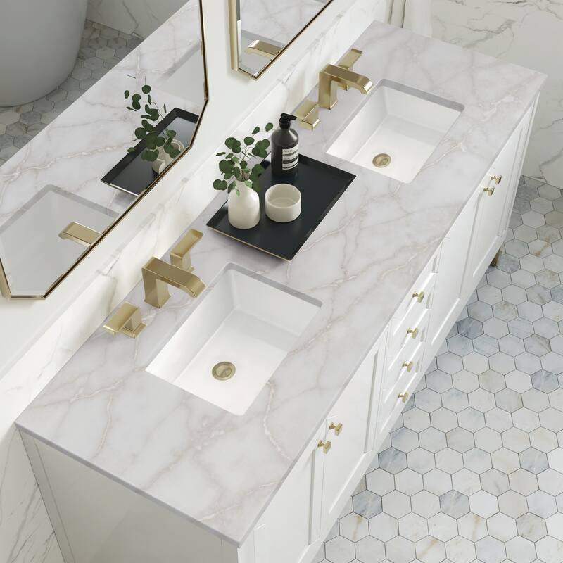 Chicago 72" Double Vanity, Glossy White, w/FreePower Wireless Charger