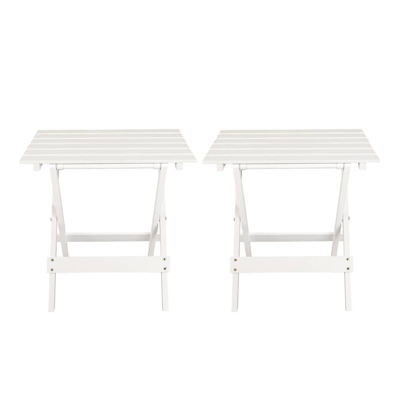 Solid Wood Portable Folding Side Table Set of 2 - 18"W x 13.75"D x 18"H - White