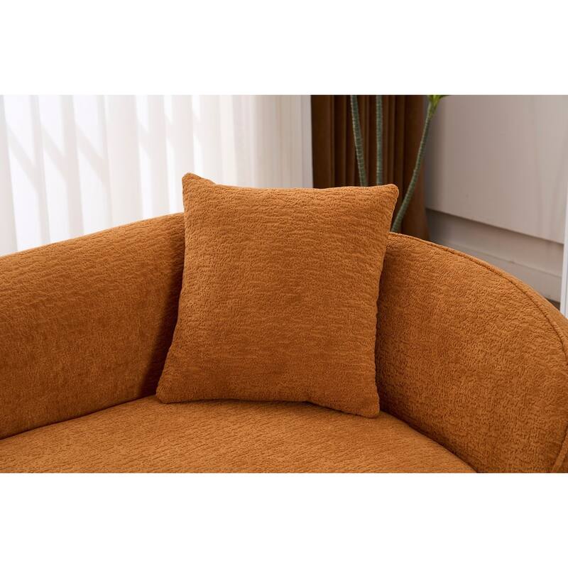 Compressed Curve Chaise Lounge, Modern Chenille Sofa Bed, No-Assembly Sofa