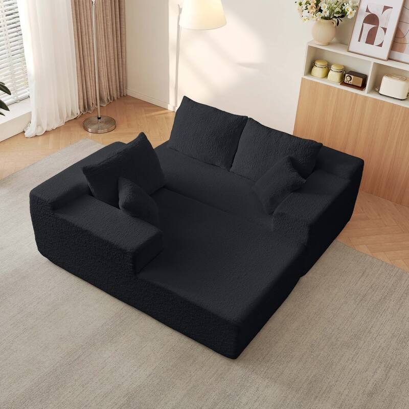 103.54" Modular Chenille Cloud Sectional Sofa with Throw Pillows