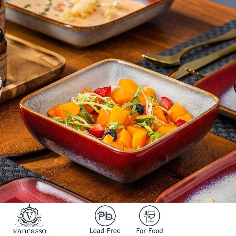 vancasso Stern Reactive Glaze Stoneware Dinnerware Set, Service for 4