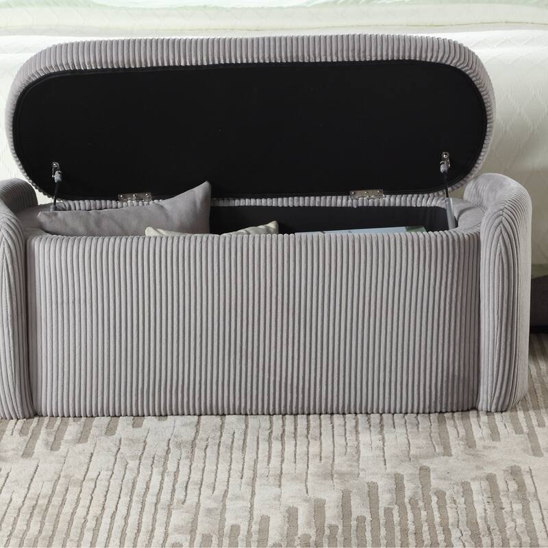 Entryway Upholstered Fabric Storage Ottoman