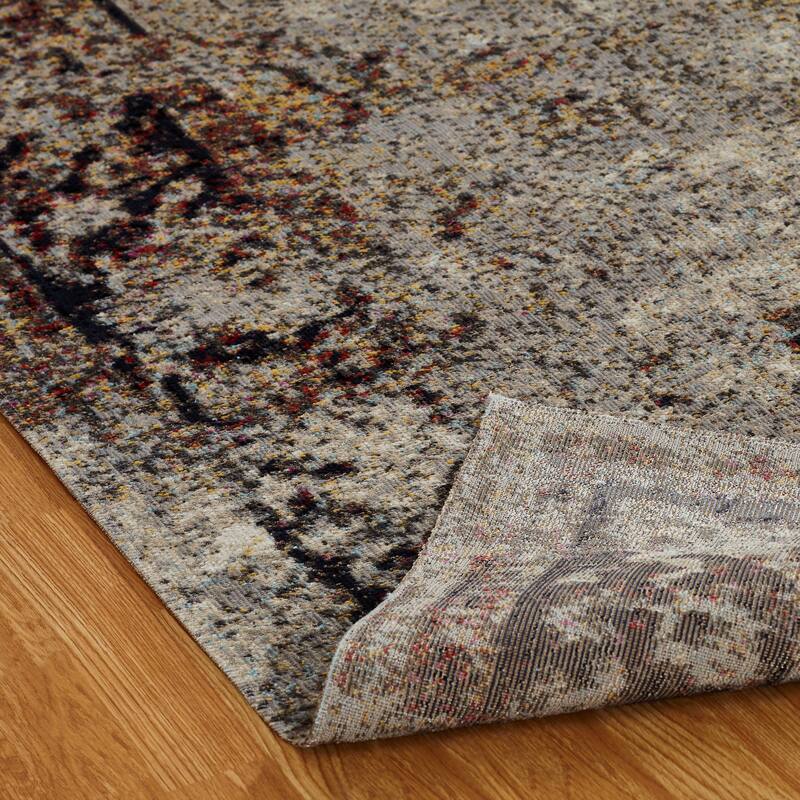Porch & Den Postrio Distressed Grey Oriental Indoor/Outdoor Area Rug