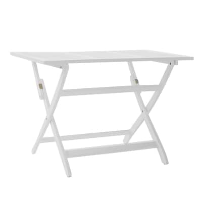 Cami Outdoor Foldable Dining Table, Rectangular 44 Inch, White Wood