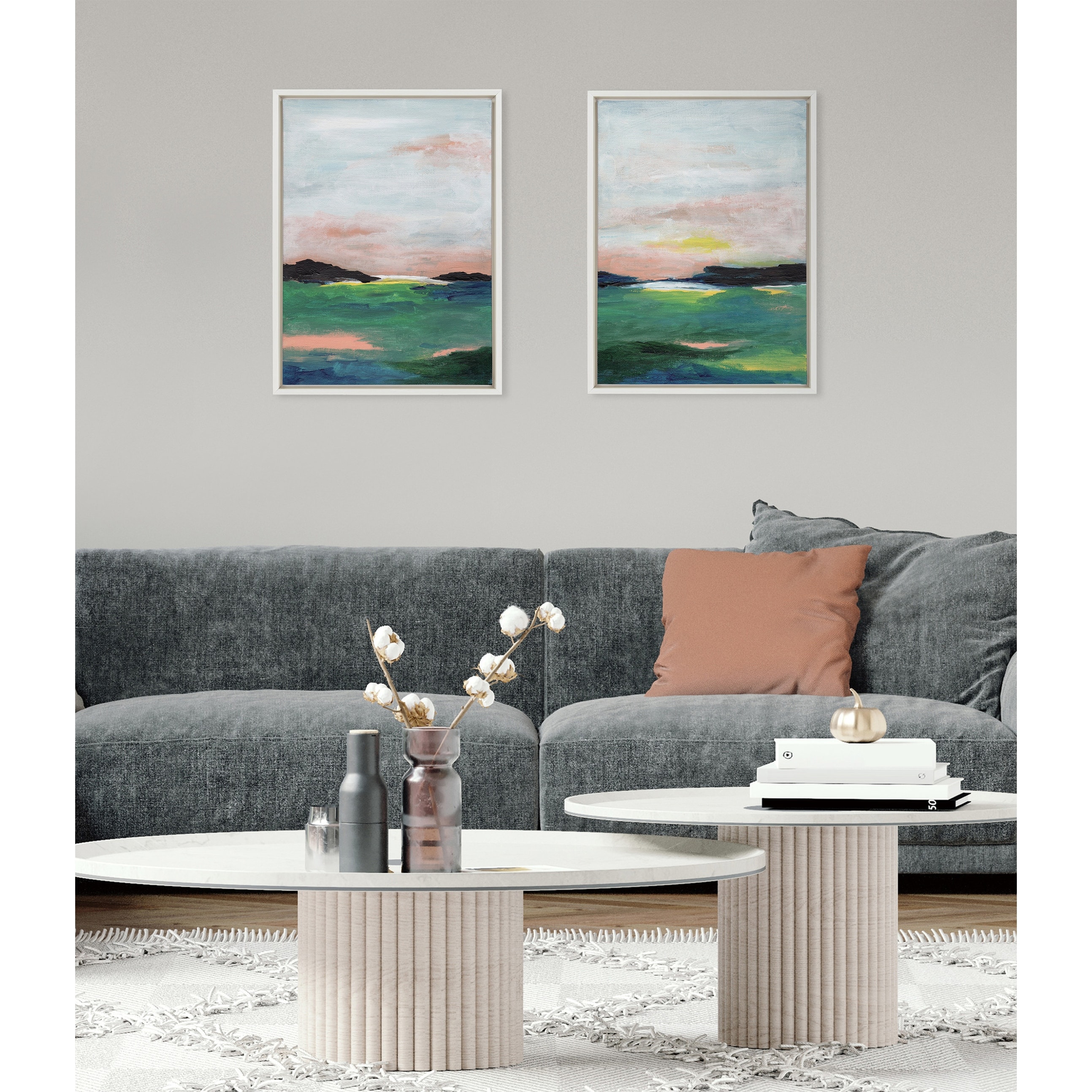 Kate and Laurel Sylvie Golden Coast Framed Canvas by Nikita Jariwala