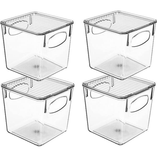 Sorbus Clear Plastic Organizer Storage Bin Containers with Handle and
