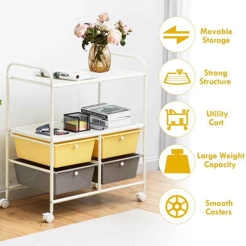 Costway 4Drawer Rolling Storage Cart shelf Scrapbook Paper Office - See Details