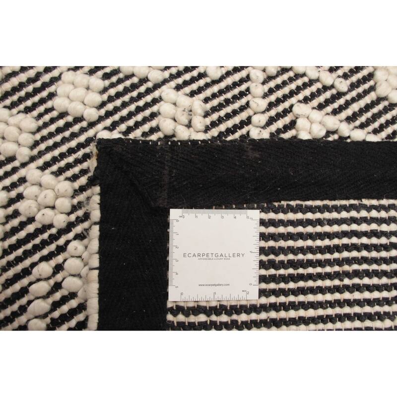 ECARPETGALLERY Braid weave Sienna Black Wool Rug - 5'0 x 8'1