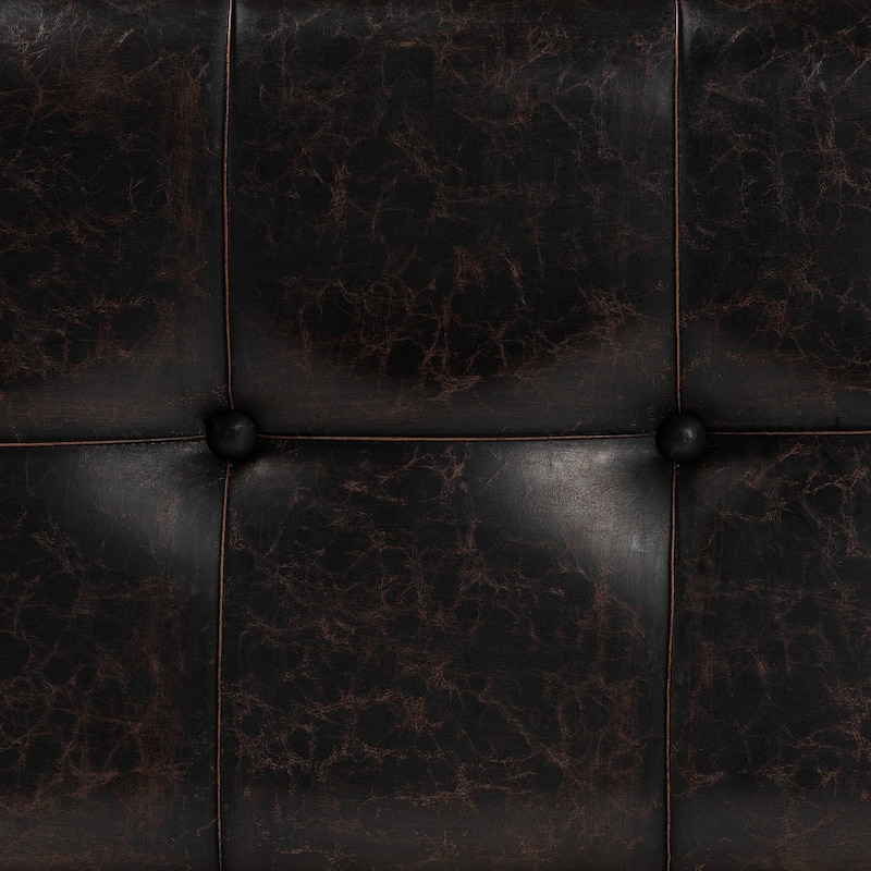 Janna Rustic and Faux Leather Upholstered Wood Storage Ottoman