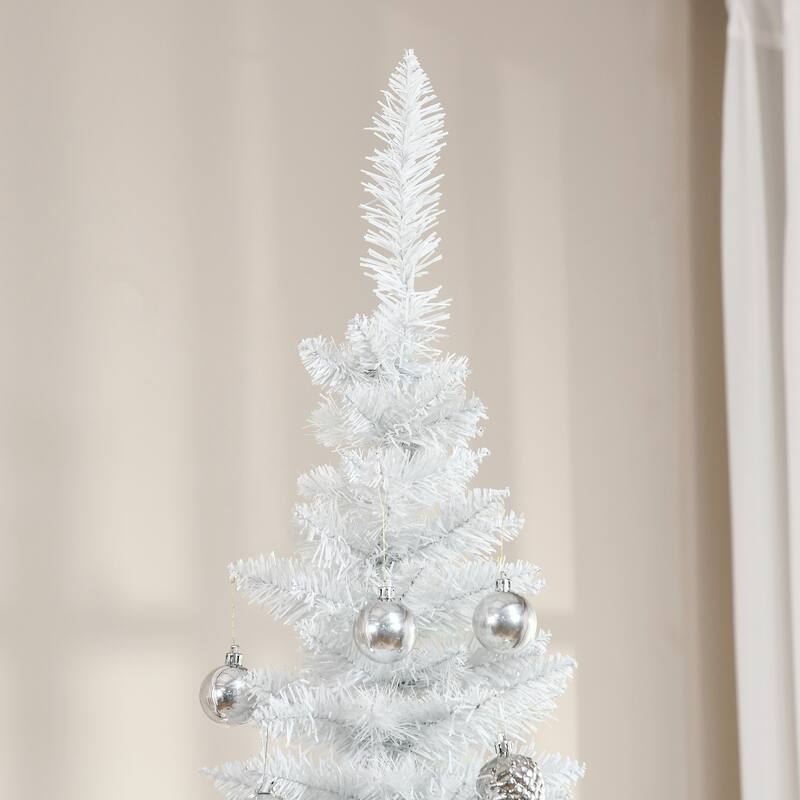 7FT Artificial Slim Pencil Christmas Tree with 499 Realistic Branch Tips & Plastic Stand