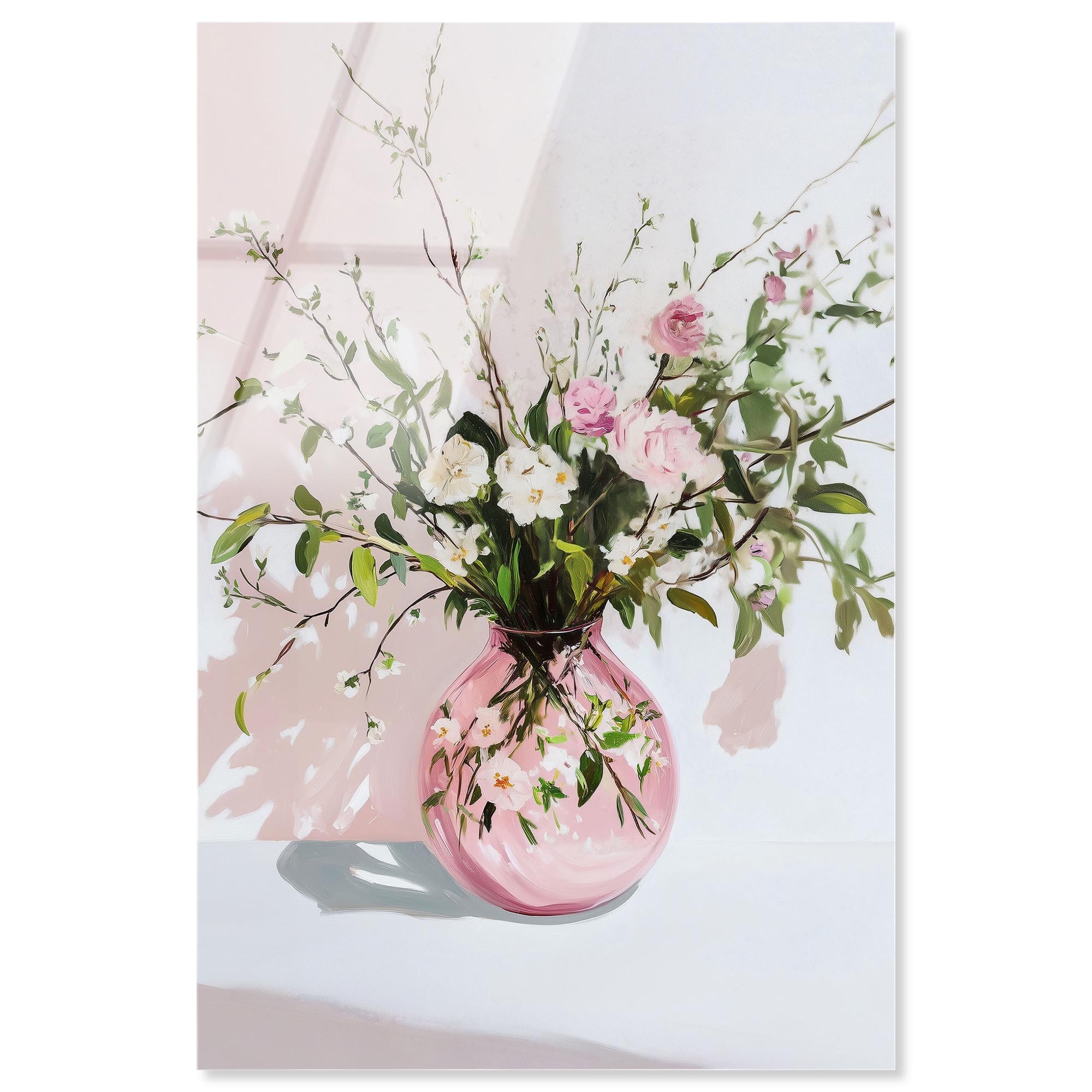 Pink Glass Vase II Floral Decor Acrylic Print by Art Remedy