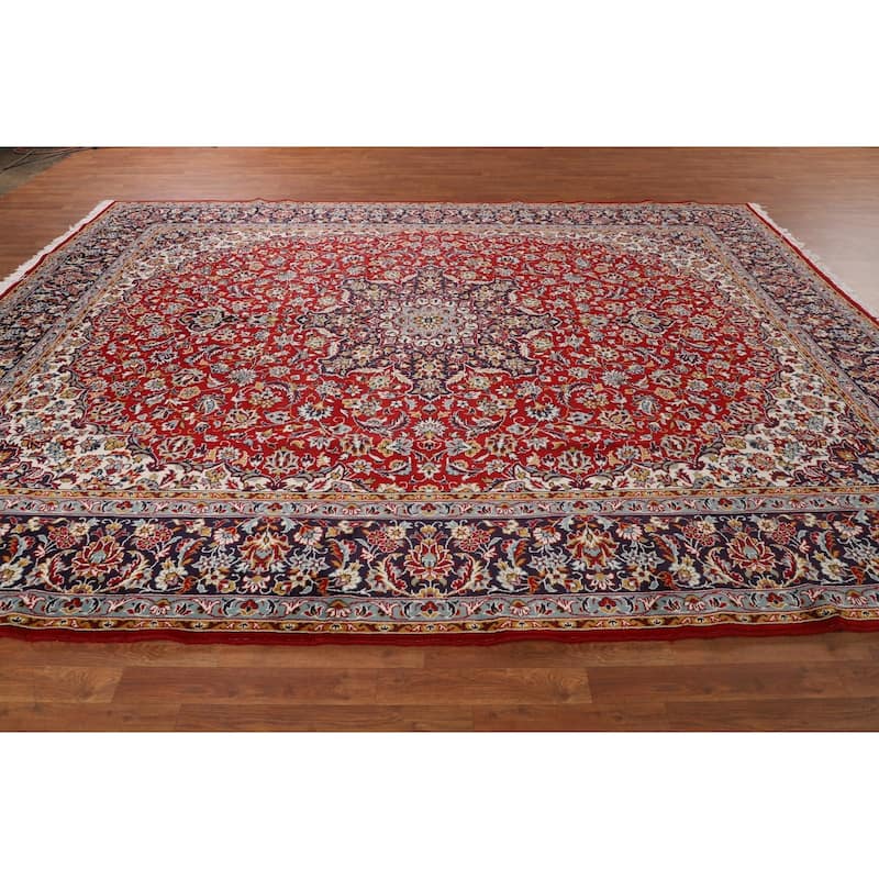 Traditional Kashan Turkish Area Rug Machine Made Living Room Carpet - 9'6" x 12'6"