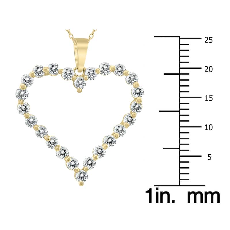 Marquee 1 CTW Diamond Heart Pendant in 14K Yellow Gold