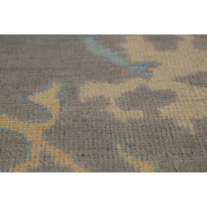 Hand Knotted Oriental 100% Wool Carpet Transitional All-Over Greys & Charcoal Oushak Area Rug - 11' 10'' X 9' 3''