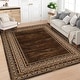 preview thumbnail 1 of 7, Modern Bordered Area Rugs for Living Room Bedroom Floral Rug Low Pile Non-Slip Accent Rug 10'x13' - Red Brown