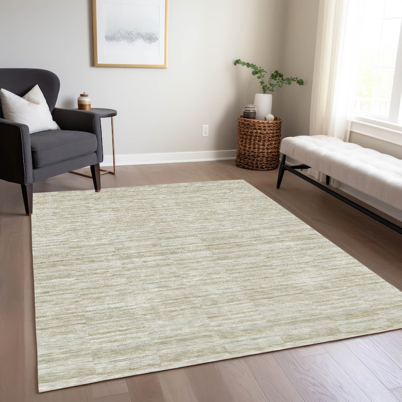 Machine Washable Indoor/ Outdoor Chantille Contemporary Blocks Rug