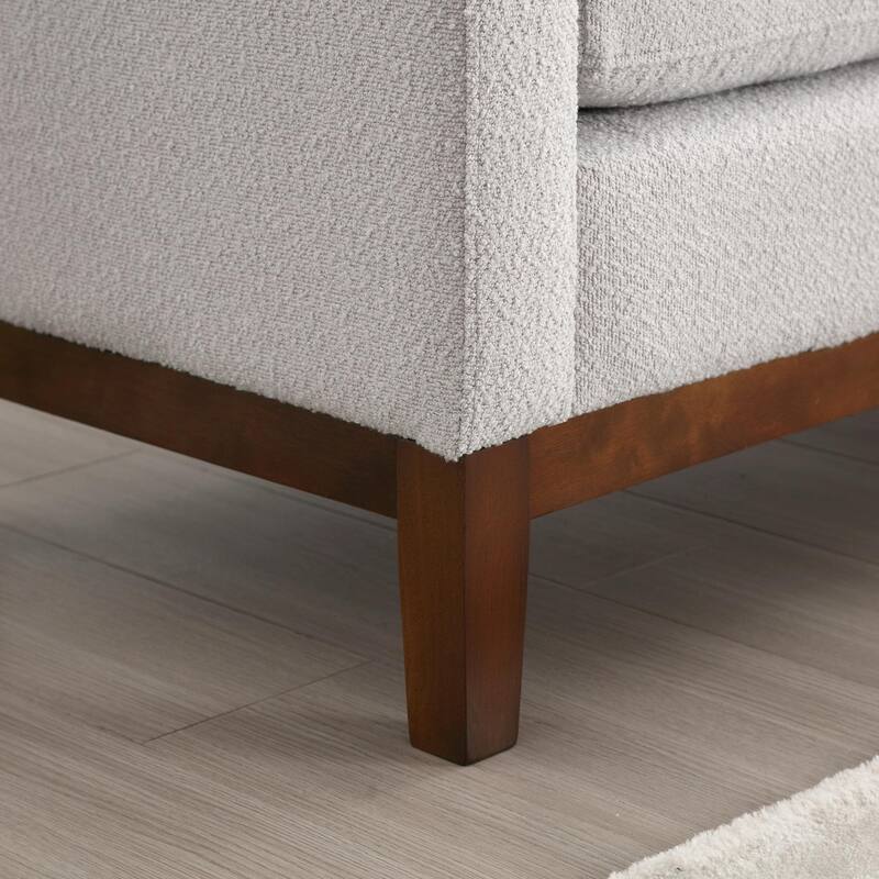 Elegant 53.5" Upholstered Ottoman Bench with Wood Legs & Bolster Pillows