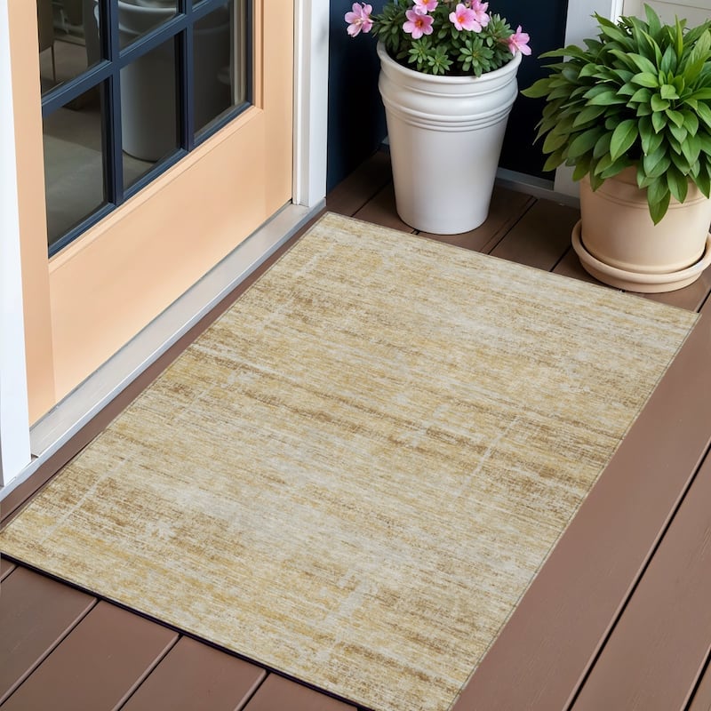 HomeRoots Abstract Transitional Rectangle Outdoor Rug - 3' x 5'