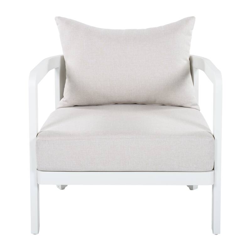 Christopher Knight Home - Modern 27.6" Outdoor Curved Back Patio Club Chair with Aluminum Frame & Water-Resistant Cushions