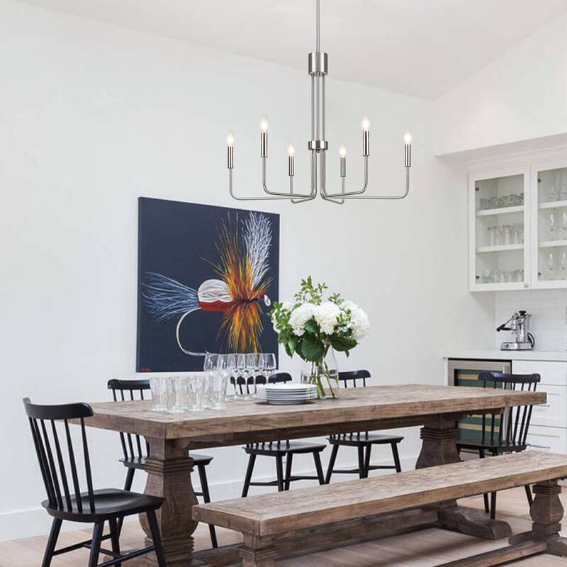 6-Light Candle Style Modern Chandelier for Dining Room