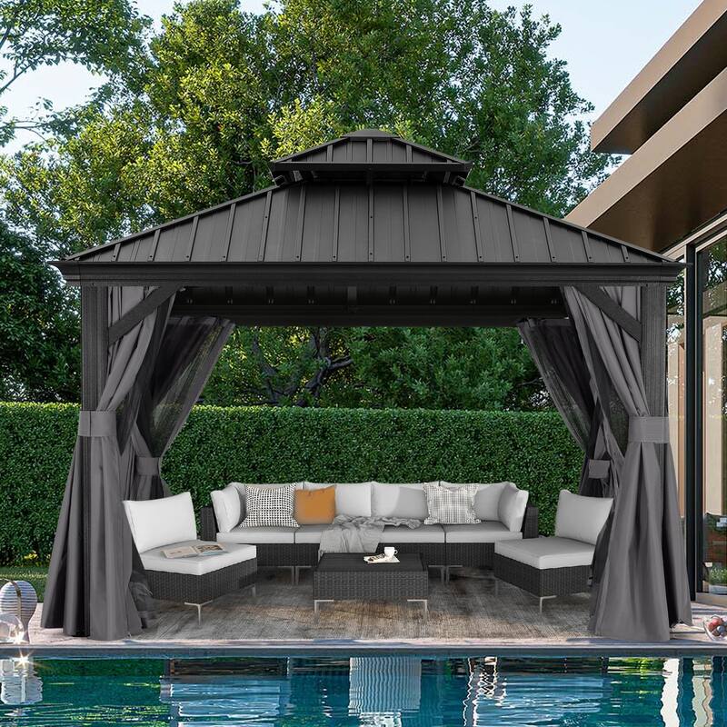 ABCCANOPY Outdoor Hardtop Gazebo with Galvanized Steel Double Roof