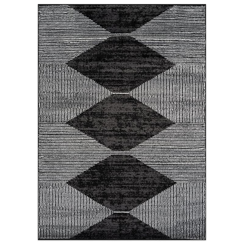 Beige Brown Geometric Stripe Stylish and Durable Area Rug