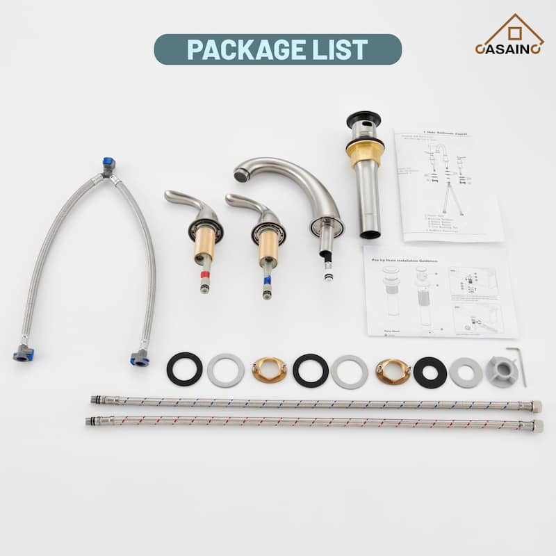8 in. Widespread Double Handle Bathroom Faucet with Drain Kit Included