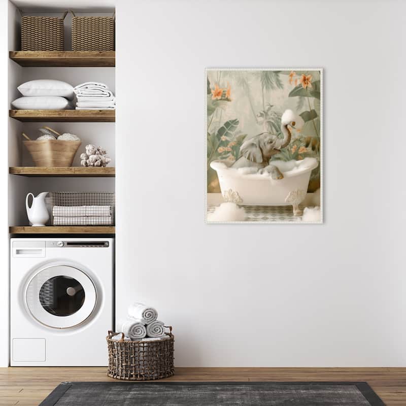 Elephant Bubble Bliss by Niky Rahner Framed Canvas Wall Art