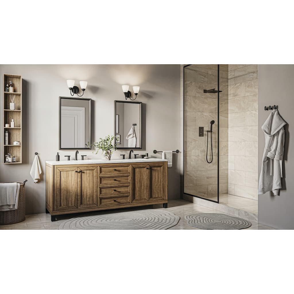 Kichler Lighting Jolie 2-Light Vanity Light with Satin Etched Glass in Black
