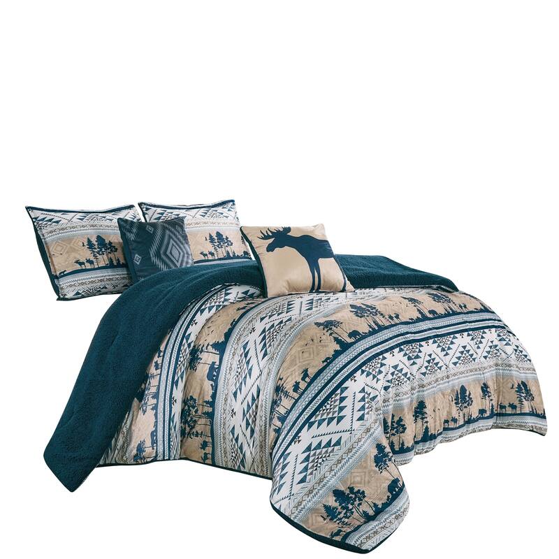 5 PC Velvet Reversible Comforter set