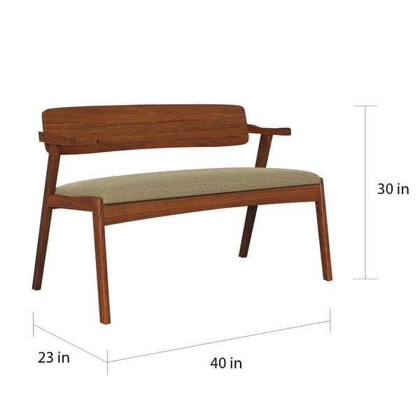 Carson Carrington Comiskey Cherry Finish Arm Dining Bench with Back ...