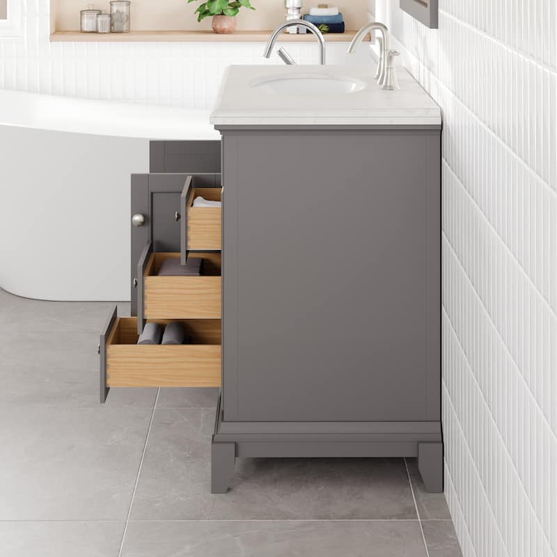 Elite Stamford Bath Vanity with Carrara Quartz Top and Porcelain Sink