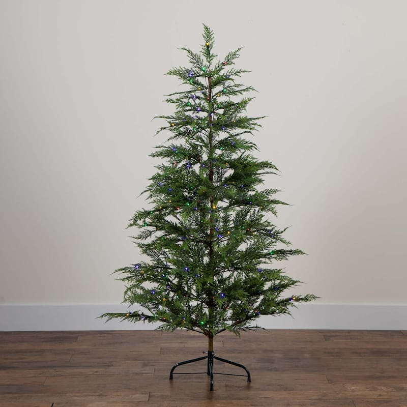 Pre-lit Medium Park City Pine Artificial Christmas Tree - 5’ - Multicolored LED Lights - 5 Foot