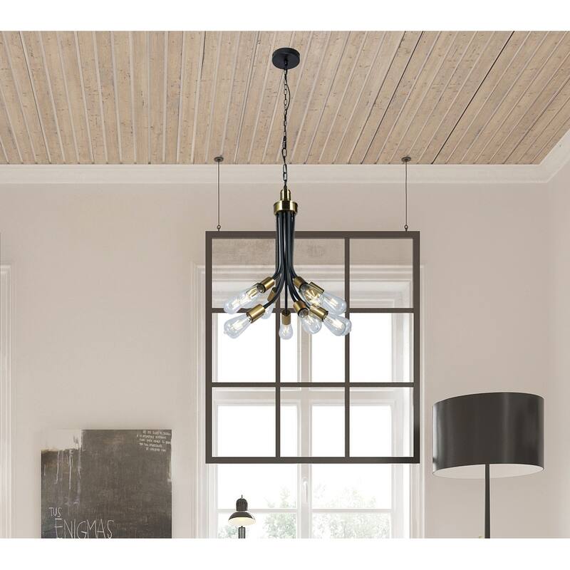 Nashan 12-Light Black and Gold Pendant Ceiling Light