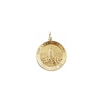 14k Yellow Gold 25mm Round Our Lady of Fatima Medal Pendant
