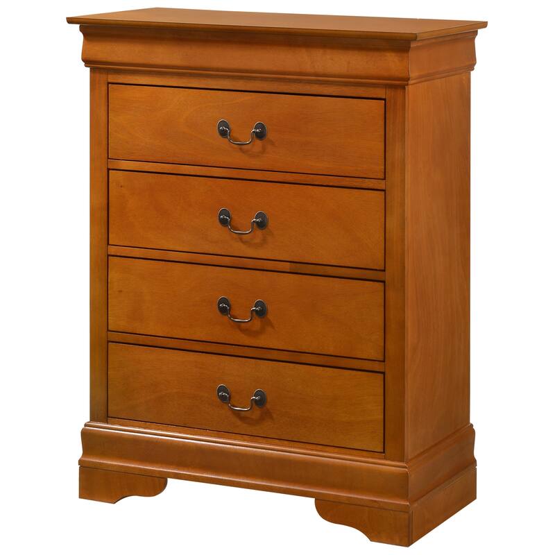 Passion Furniture Louis Phillipe Cherry 4 Drawer Chest of Drawers - 31"L x 16"W x 41"H