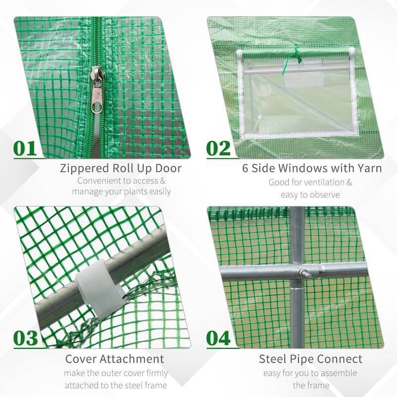 Outsunny 11.5' x 10' x 6.5' Outdoor Walk-In Greenhouse w/ Zippered Door