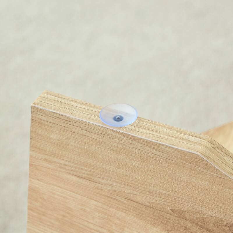 Round Tempered Glass Coffee Table with Fan Shaped Pedestal and Walnut Legs