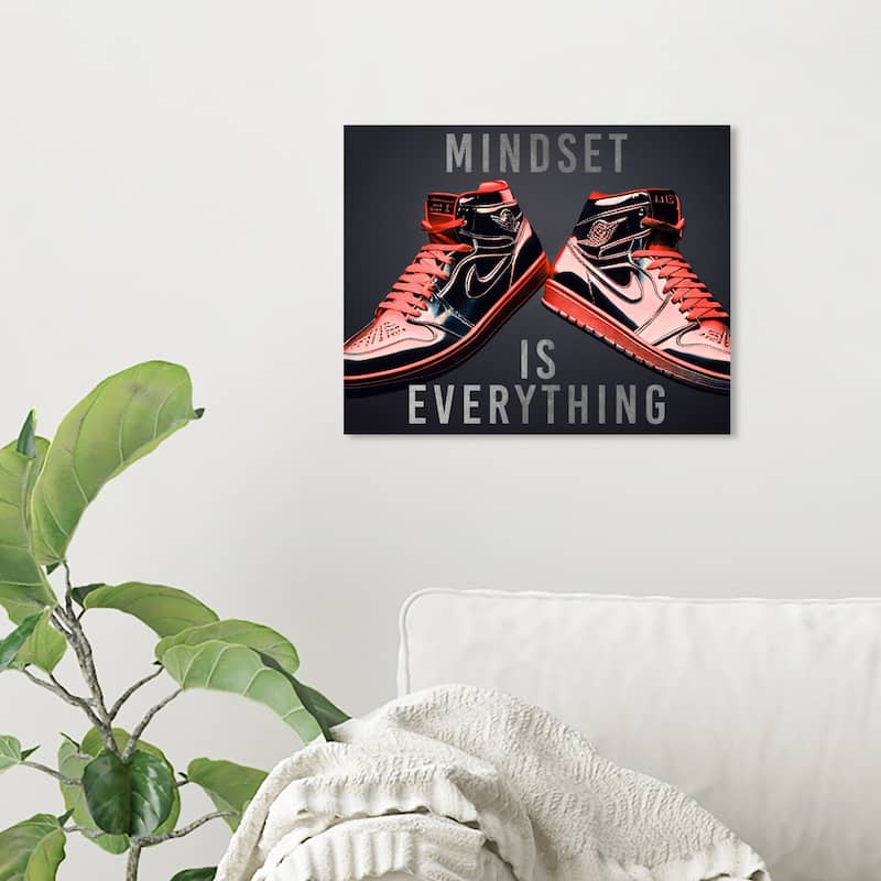 Wynwood Studio Fashion and Glam Red and Silver Sneakers Black and Metallic Silver Modern & Contemporary Wall Art Canvas Print - 16 x 20