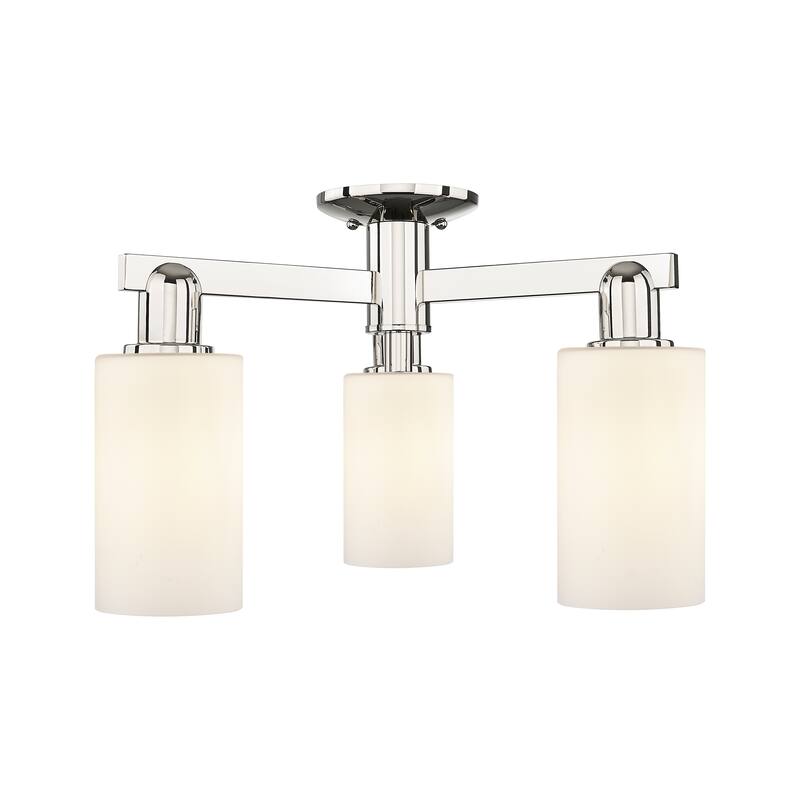 Innovations Lighting Endless Possibilities Arcadia - Clymer - 3 Light 21" Semi-Flush Mount - Polished Nickel/Matte White