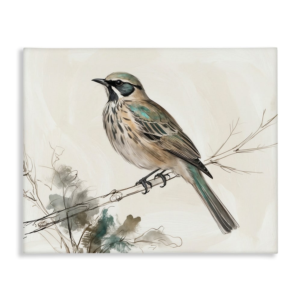 Stupell Perched Bird Illustration Canvas Wall Art Design By LSR Creative Studio