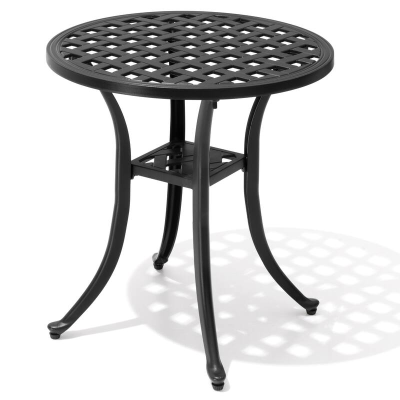 Pellebant Outdoor Patio Side Table Round Cast Aluminum End Table - Dia.19.1 inches * 20.9 inches high