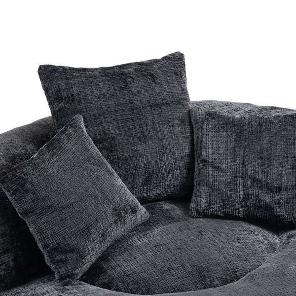 Black Sofa with Wrap-around Backrest Bean Bag Chair Lazy Couch